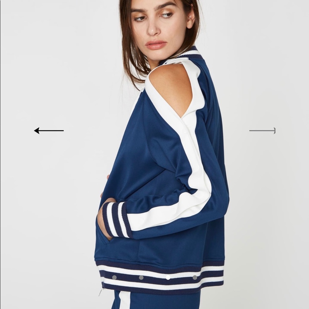 Zip up shoulder cut out track jacket
